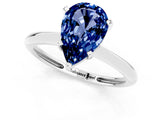 White gold Pear Cut Blue Sapphire Solitaire Engagement Ring with Classic Band and Four-Prong Setting_13