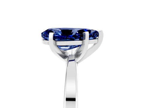 White gold Pear Cut Blue Sapphire Solitaire Engagement Ring with Classic Band and Four-Prong Setting_29