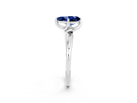 White gold Pear Cut Blue Sapphire Solitaire Engagement Ring with Four-Prong Setting and Classic Band_14