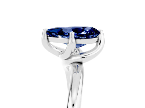 White gold Pear Cut Blue Sapphire Solitaire Engagement Ring with Four-Prong Setting and Classic Band_17