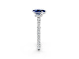 White gold Pear Cut Blue Sapphire Solitaire Engagement Ring with Pavé Band and Four-Prong Setting_2