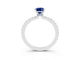 White gold Pear Cut Blue Sapphire Solitaire Engagement Ring with Pavé Band and Four-Prong Setting_3