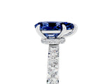 White gold Pear Cut Blue Sapphire Solitaire Engagement Ring with Pavé Band and Four-Prong Setting_5