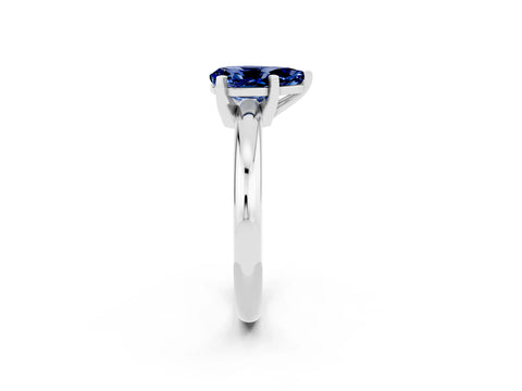 White gold Pear Cut Blue Sapphire Solitaire Engagement Ring with Round Band and Four-Prong Setting_26