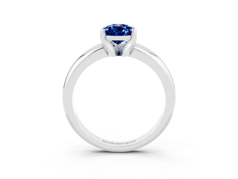 White gold Pear Cut Blue Sapphire Solitaire Engagement Ring with Round Band and Four-Prong Setting_27