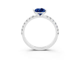 White gold Pear Cut Blue Sapphire Solitaire Pavé Band with Four-Prong Setting_3
