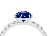 White gold Pear Cut Blue Sapphire Solitaire Pavé Band with Four-Prong Setting_4