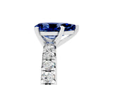 White gold Pear Cut Blue Sapphire Solitaire Pavé Engagement Ring with Round Band and Prong Setting_17