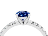 White gold Pear Cut Blue Sapphire Solitaire Pavé Engagement Ring with Round Band and Prong Setting_17