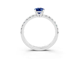 White gold Pear Cut Blue Sapphire Solitaire Pavé Engagement Ring with Round Band and Prong Setting_81