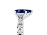White gold Pear Cut Blue Sapphire Solitaire Pavé Engagement Ring with Round Band and Prong Setting_83