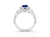 White gold Pear Cut Blue Sapphire Solitaire Ring with Filigree Band and Four-Prong Setting_27