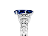 White gold Pear Cut Blue Sapphire Solitaire Ring with Filigree Band and Four-Prong Setting_29