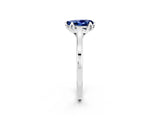 White gold Pear Cut Blue Sapphire Solitaire Ring with Flower Prong Setting and Classic Band_14