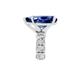 White gold Pear Cut Blue Sapphire Solitaire Ring with Pavé Accents and Four-Prong Setting_5