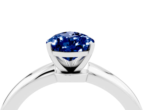 White gold Pear Cut Blue Sapphire Solitaire Ring with Six-Prong Setting and Classic Band_4