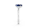 White gold Pear Cut Blue Sapphire Solitaire Ring with Thin Band and Four-Prong Setting_14