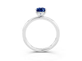 White gold Pear Cut Blue Sapphire Solitaire Ring with Thin Band and Four-Prong Setting_15