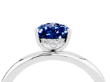 White gold Pear Cut Blue Sapphire Solitaire Ring with Thin Band and Four-Prong Setting_16