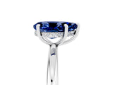 White gold Pear Cut Blue Sapphire Solitaire Ring with Thin Band and Four-Prong Setting_17