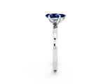 White gold Pear Cut Blue Sapphire Solitaire Ring with Thin Band and Prong Setting_14