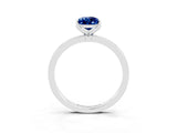 White gold Pear Cut Blue Sapphire Solitaire Ring with Thin Band and Prong Setting_15