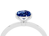 White gold Pear Cut Blue Sapphire Solitaire Ring with Thin Band and Prong Setting_16