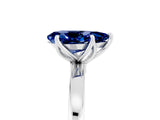 White gold Pear Cut Blue Sapphire Solitaire Ring with Thin Band and Prong Setting_17