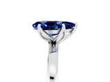White gold Pear Cut Blue Sapphire Solitaire Ring with Thin Band and Prong Setting_41