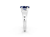 White gold Pear Cut Blue Sapphire Solitaire Ring with Wide Band and Prong Setting_2