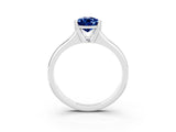 White gold Pear Cut Blue Sapphire Solitaire Ring with Wide Band and Prong Setting_3