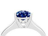 White gold Pear Cut Blue Sapphire Solitaire Ring with Wide Band and Prong Setting_4