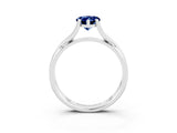 White gold Pear Cut Blue Sapphire Solitaire Twist Band Prong Setting Ring_63