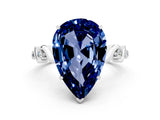White gold Pear Cut Blue Sapphire Solitaire Twisted Band with Round  Accents and Prong Setting_12