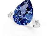 White gold Pear Cut Blue Sapphire Solitaire Twisted Band with Round  Accents and Prong Setting_13