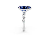 White gold Pear Cut Blue Sapphire Solitaire Twisted Band with Round  Accents and Prong Setting_14