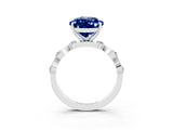 White gold Pear Cut Blue Sapphire Solitaire Twisted Band with Round  Accents and Prong Setting_15