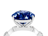 White gold Pear Cut Blue Sapphire Solitaire Twisted Band with Round  Accents and Prong Setting_16