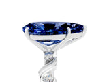 White gold Pear Cut Blue Sapphire Solitaire Twisted Band with Round  Accents and Prong Setting_17