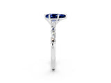 White gold Pear Cut Blue Sapphire Solitaire with Side Baguettes and Channel Set Band_2