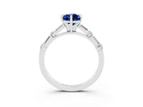 White gold Pear Cut Blue Sapphire Solitaire with Side Baguettes and Channel Set Band_3