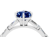 White gold Pear Cut Blue Sapphire Solitaire with Side Baguettes and Channel Set Band_4
