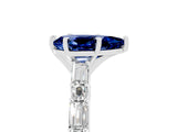 White gold Pear Cut Blue Sapphire Solitaire with Side Baguettes and Channel Set Band_5
