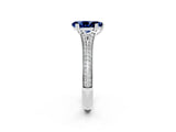 White gold Pear Cut Blue Sapphire Split Shank Engagement Ring with Pavé Band_2