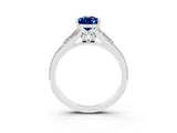 White gold Pear Cut Blue Sapphire Split Shank Engagement Ring with Pavé Band_3