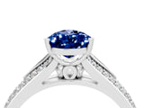 White gold Pear Cut Blue Sapphire Split Shank Engagement Ring with Pavé Band_4