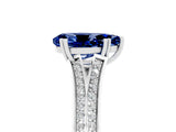 White gold Pear Cut Blue Sapphire Split Shank Engagement Ring with Pavé Band_5