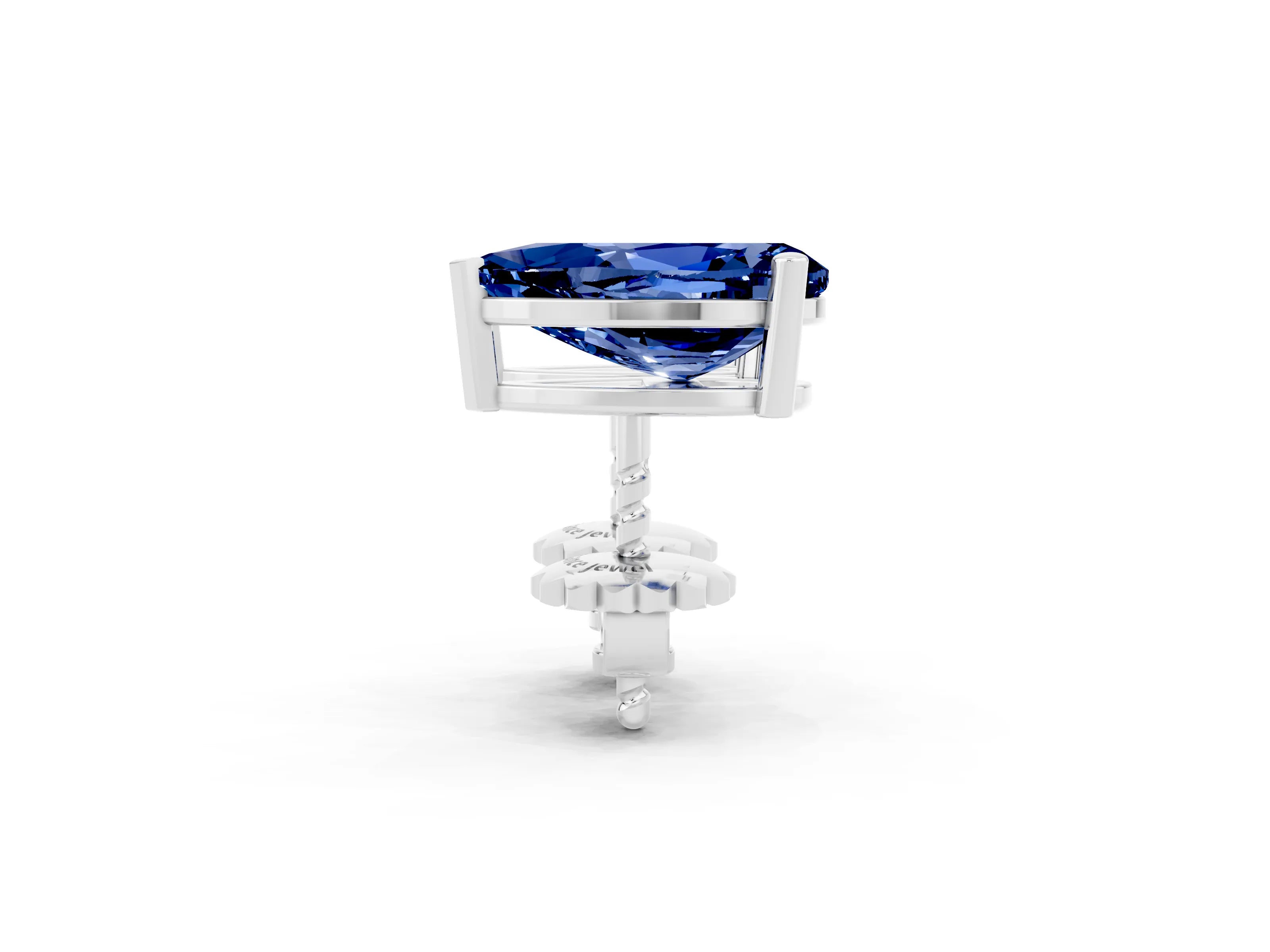 White gold Pear Cut Blue Sapphire Stud Earrings_20