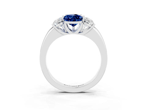 White gold Pear Cut Blue Sapphire Three-Stone Ring with Four-Prong Setting and Classic Band_3