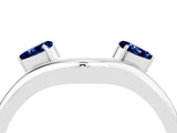 White gold Pear Cut Blue Sapphire Two-Stone Open Band Ring with Prong Setting_10